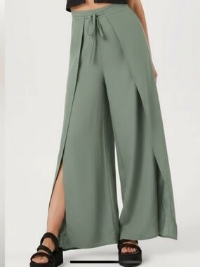PULL&BEAR Olive Green Elastic Waist Pants
